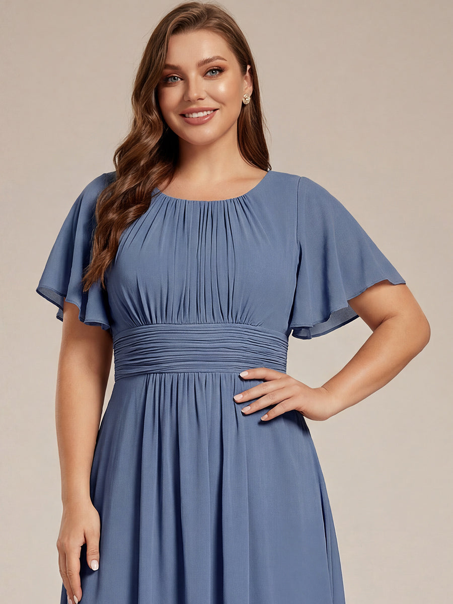 ever EDEN|Flowy Chiffon Round Neckline A-Line Knee Length Wedding Guest Dress