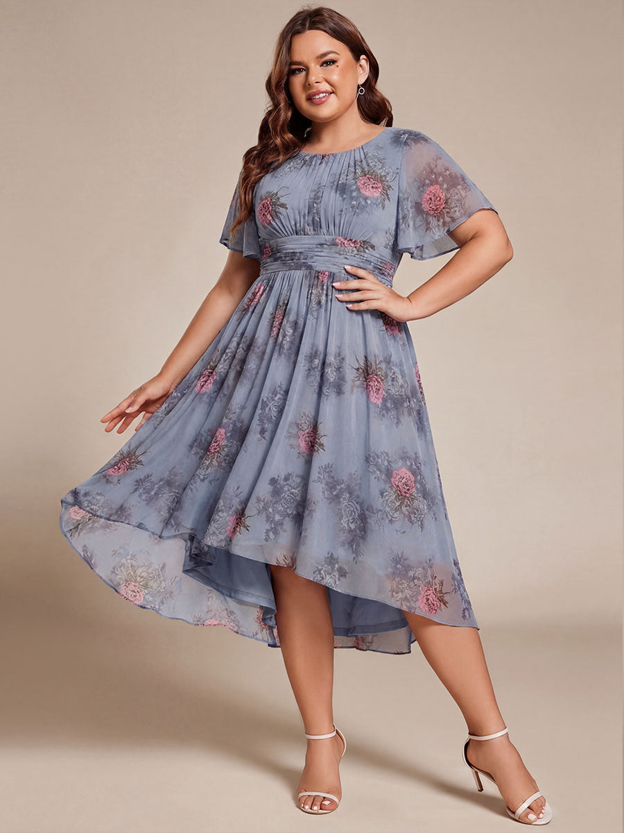 ever EDEN|Chic A-Line Pleated Knee-Length Flowy Chiffon Wedding Guest Dress