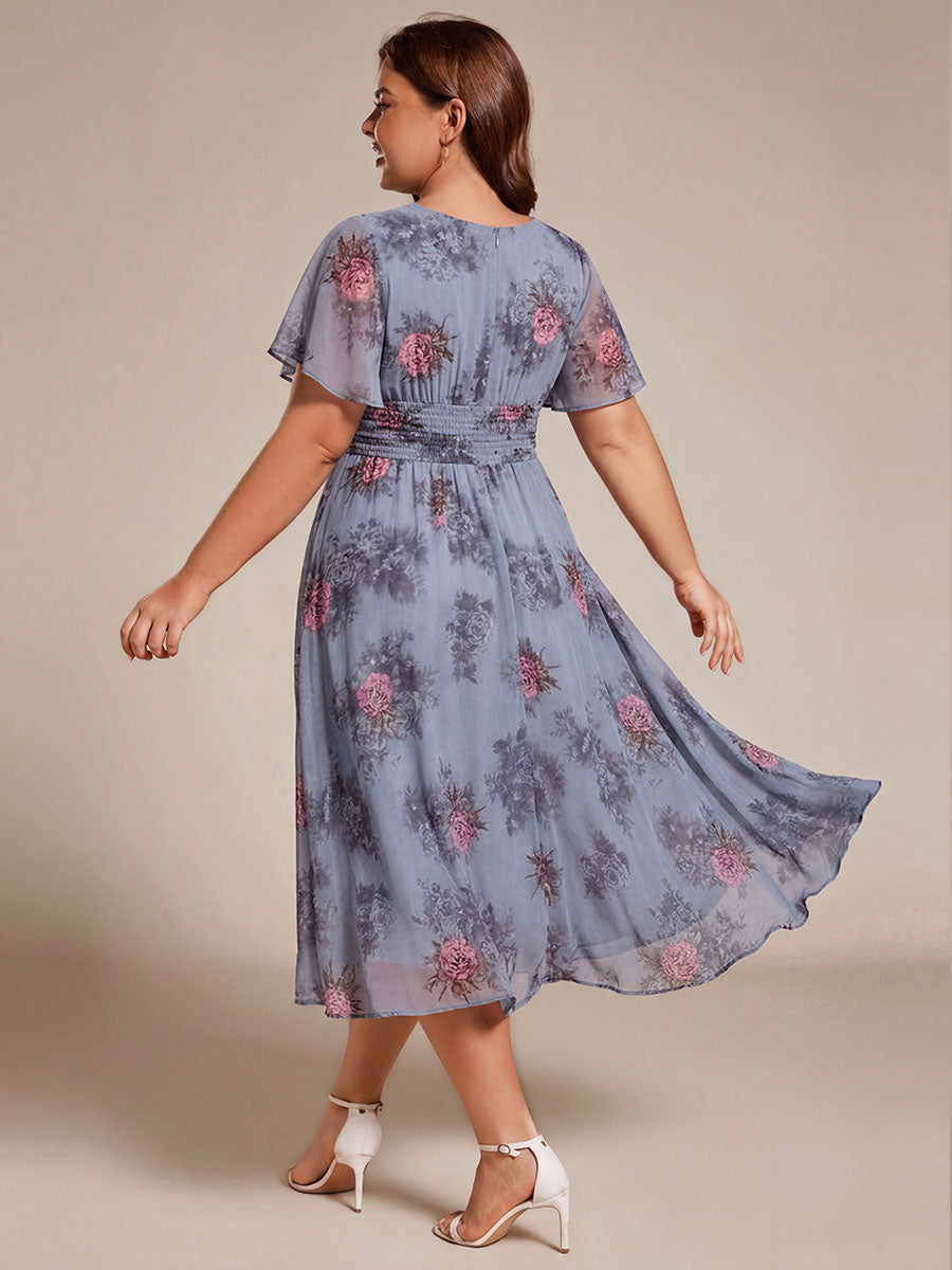 ever EDEN|Chic A-Line Pleated Knee-Length Flowy Chiffon Wedding Guest Dress