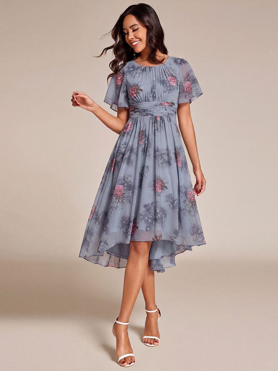 ever EDEN|Chic A-Line Pleated Knee-Length Flowy Chiffon Wedding Guest Dress