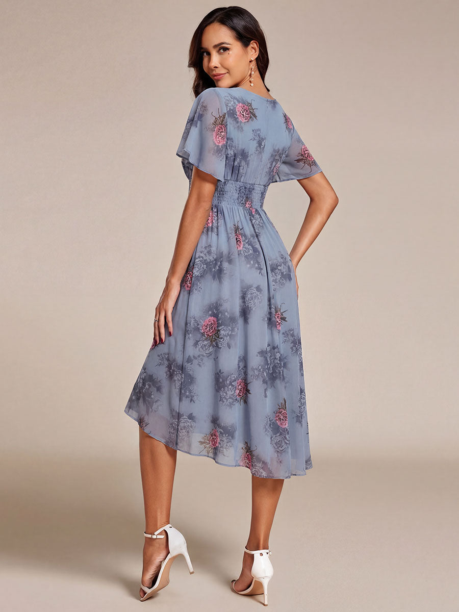 ever EDEN|Chic A-Line Pleated Knee-Length Flowy Chiffon Wedding Guest Dress