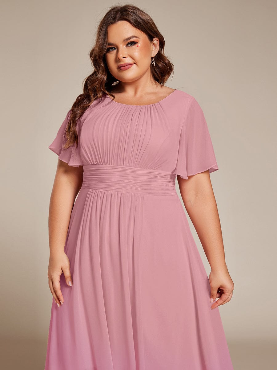 ever EDEN|Flowy Chiffon Round Neckline A-Line Knee Length Bridesmaid Dress