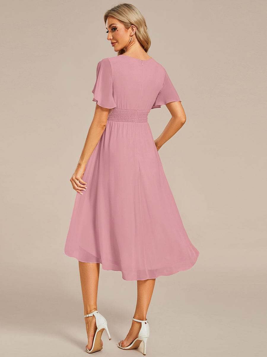 ever EDEN|Flowy Chiffon Round Neckline A-Line Knee Length Bridesmaid Dress