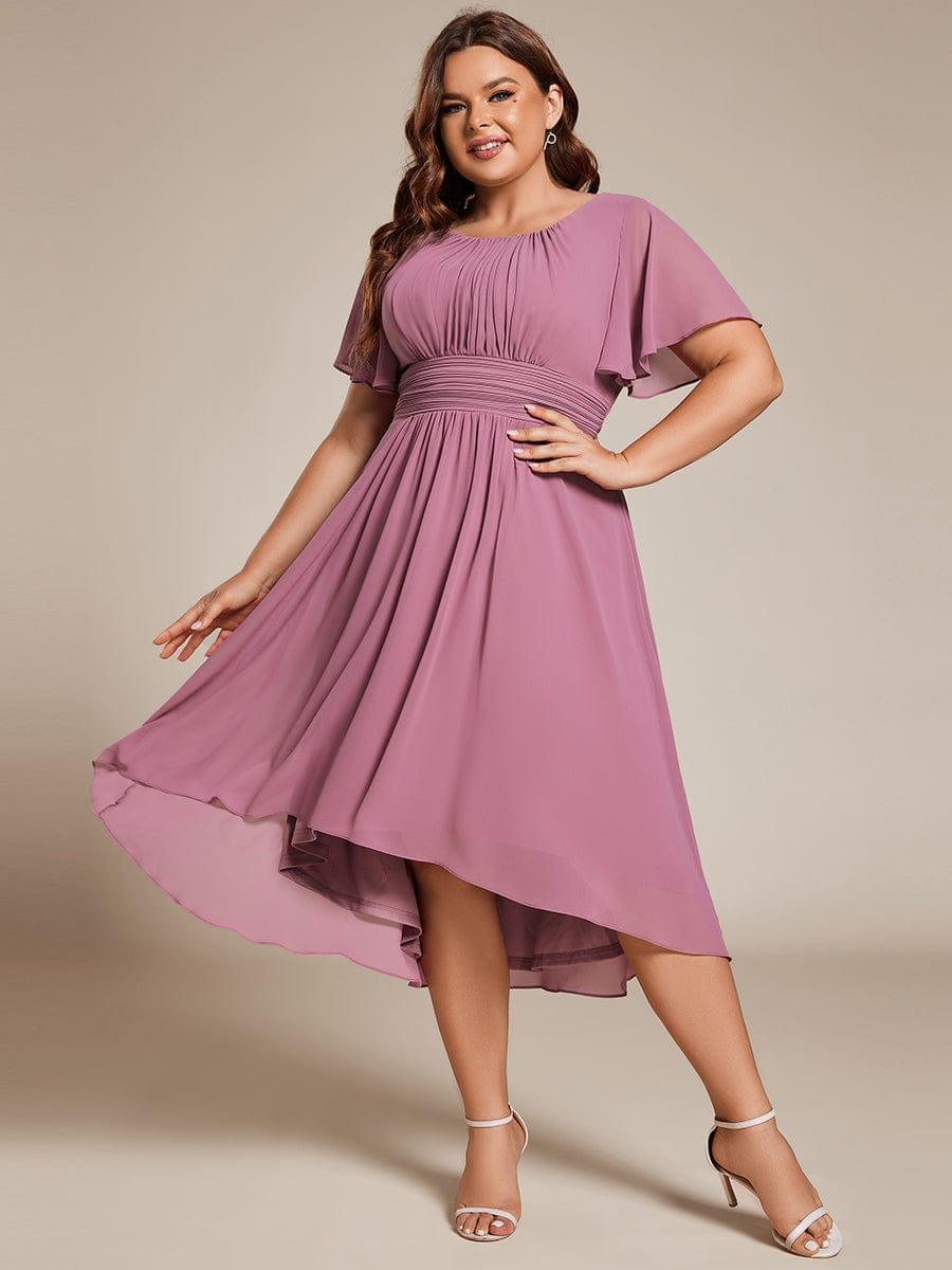 ever EDEN|Flowy Chiffon Round Neckline A-Line Knee Length Bridesmaid Dress