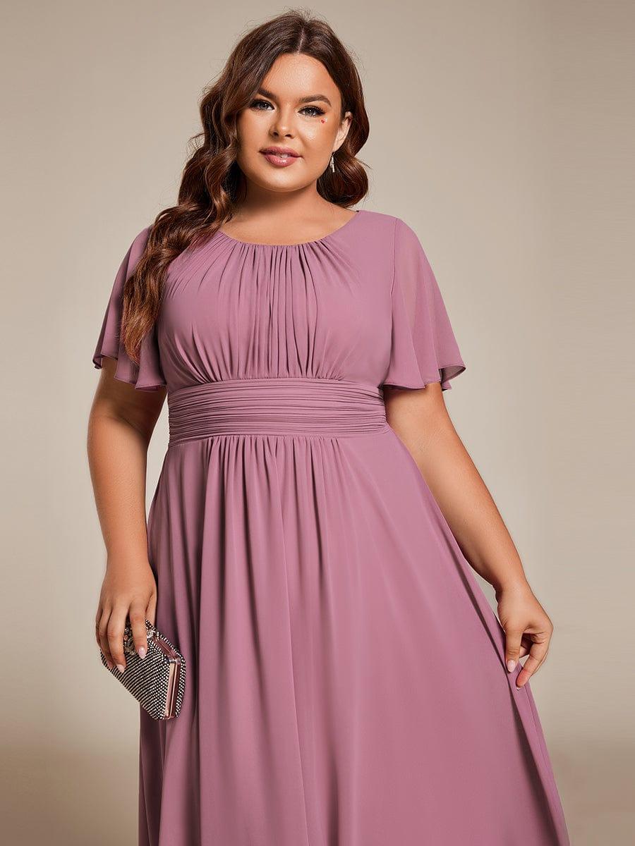 ever EDEN|Flowy Chiffon Round Neckline A-Line Knee Length Wedding Guest Dress