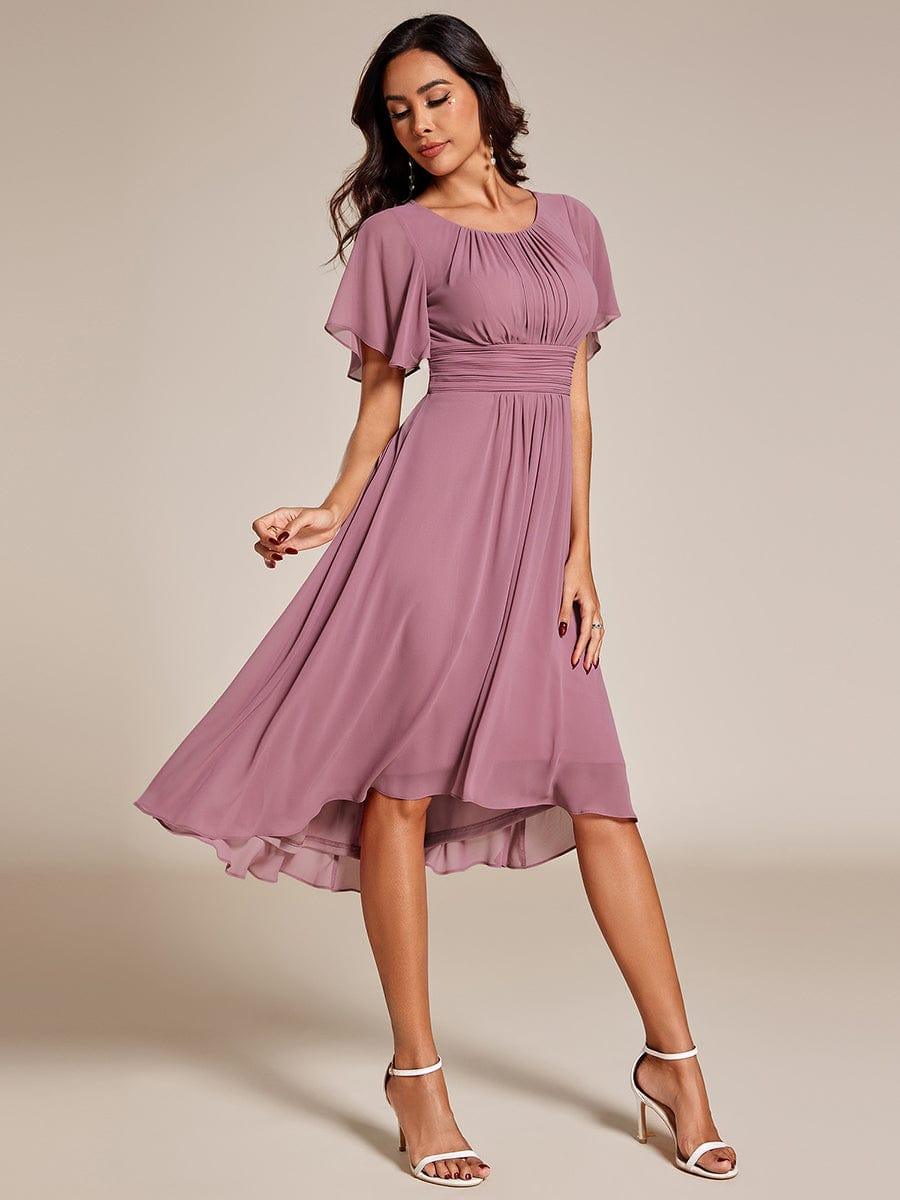ever EDEN|Flowy Chiffon Round Neckline A-Line Knee Length Wedding Guest Dress