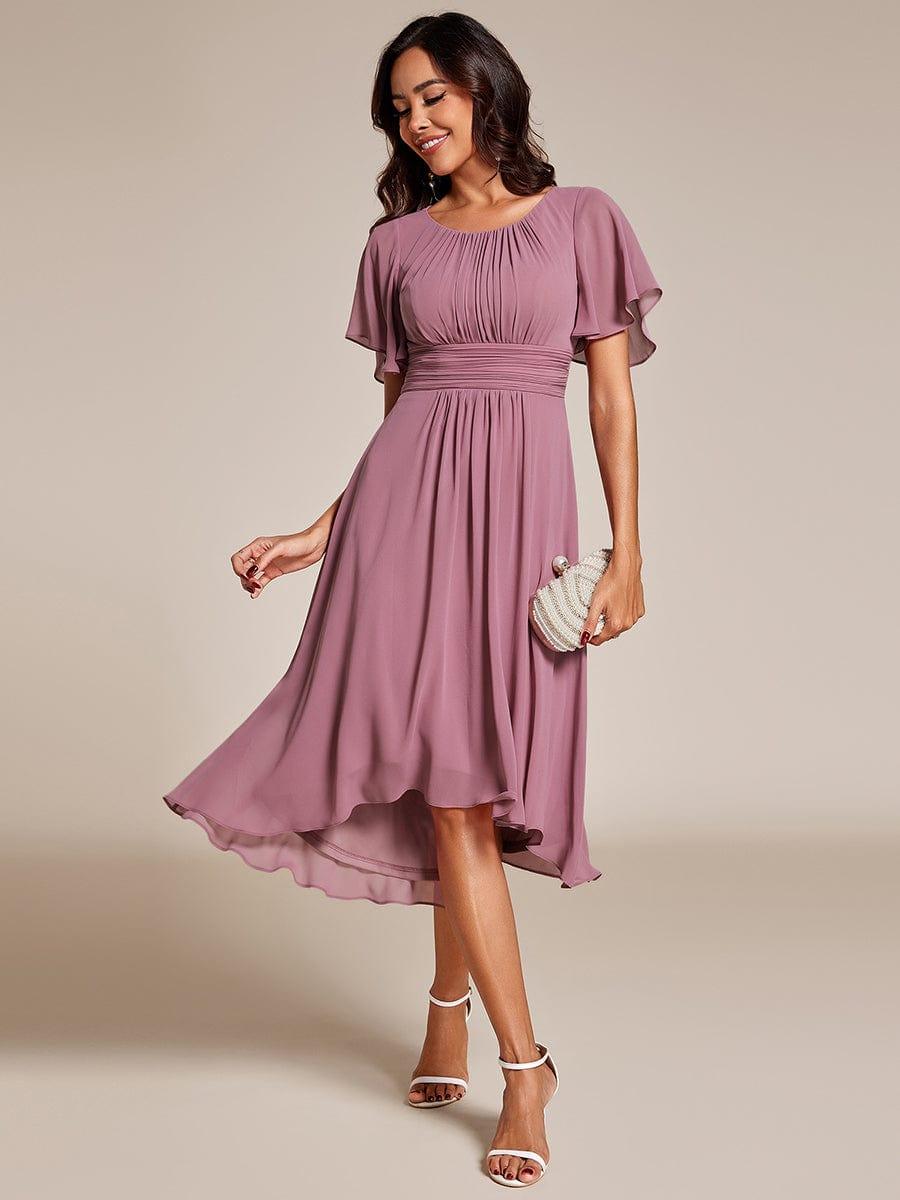 ever EDEN|Flowy Chiffon Round Neckline A-Line Knee Length Bridesmaid Dress