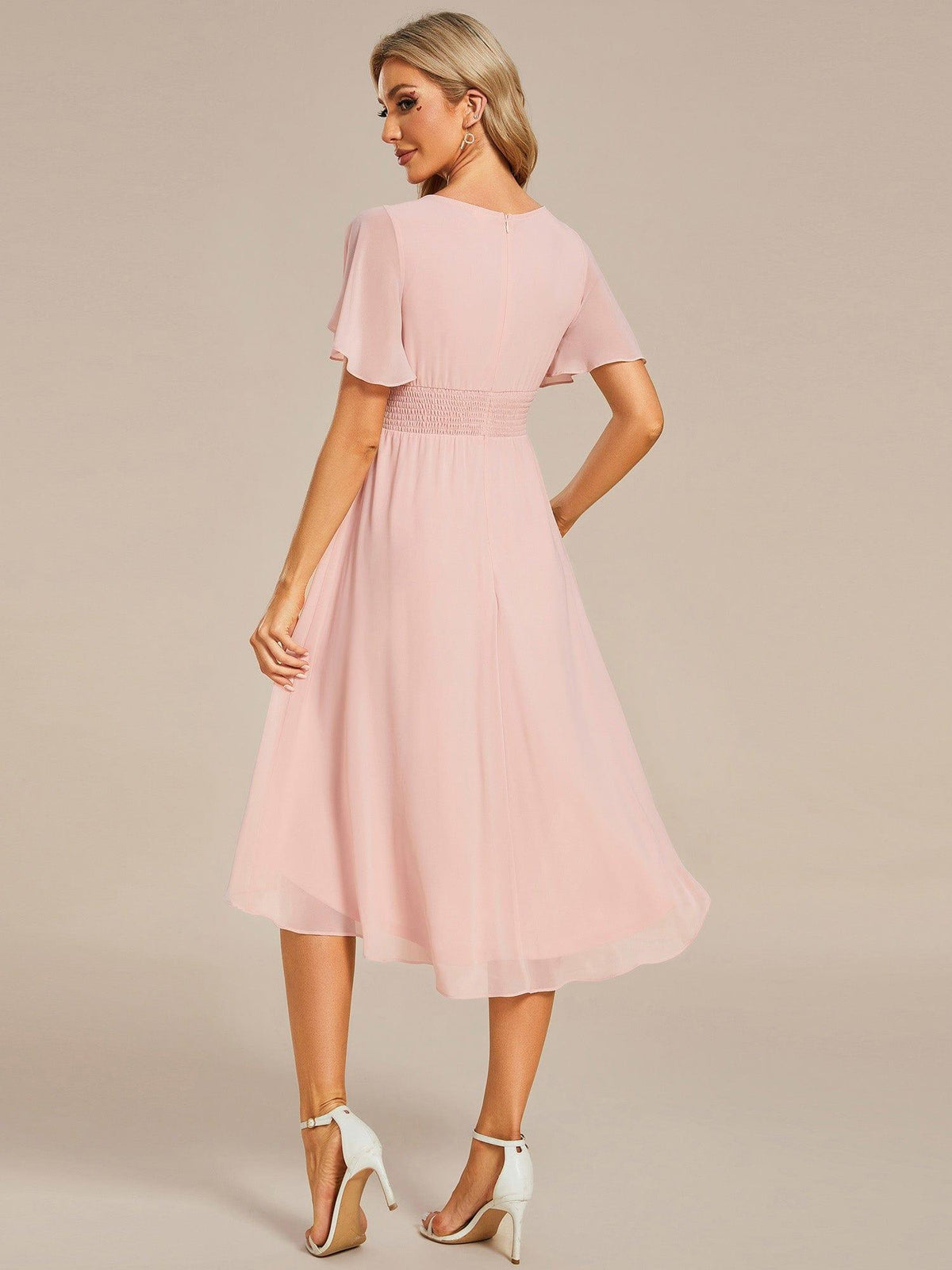 ever EDEN|Flowy Chiffon Round Neckline A-Line Knee Length Bridesmaid Dress