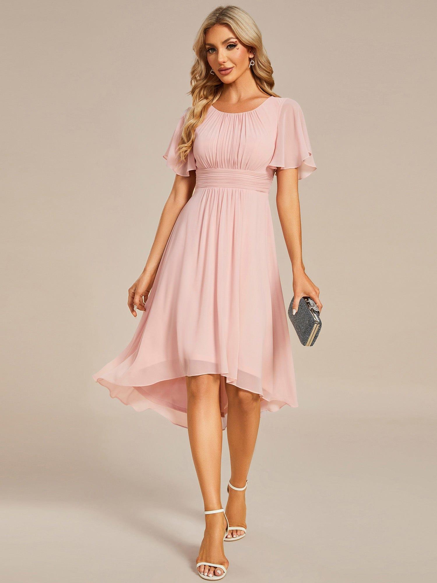 ever EDEN|Flowy Chiffon Round Neckline A-Line Knee Length Bridesmaid Dress