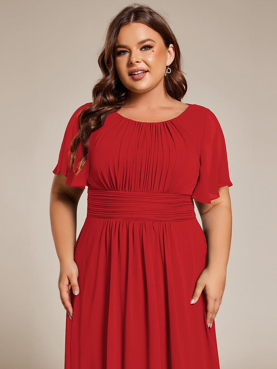 ever EDEN|Flowy Chiffon Round Neckline A-Line Knee Length Bridesmaid Dress