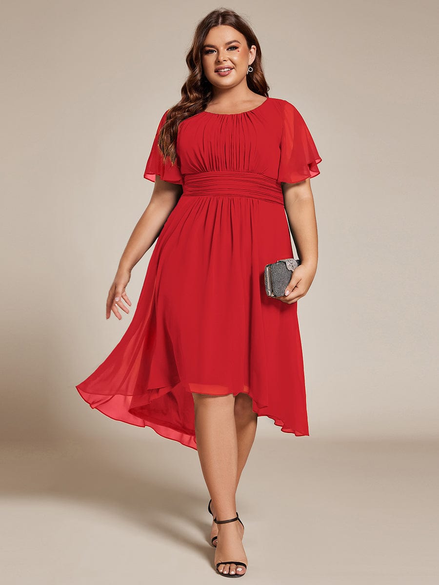 ever EDEN|Flowy Chiffon Round Neckline A-Line Knee Length Bridesmaid Dress