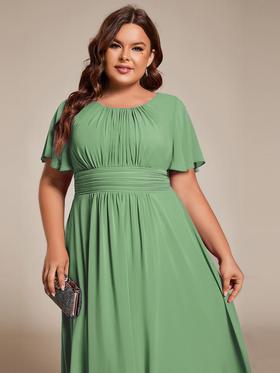 ever EDEN|Flowy Chiffon Round Neckline A-Line Knee Length Bridesmaid Dress