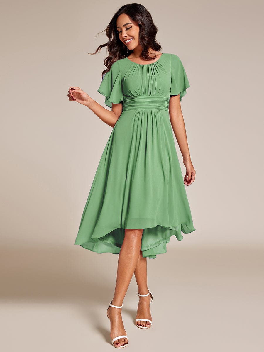 ever EDEN|Flowy Chiffon Round Neckline A-Line Knee Length Bridesmaid Dress