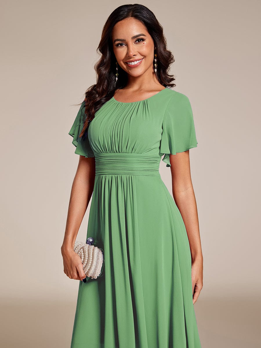 ever EDEN|Flowy Chiffon Round Neckline A-Line Knee Length Bridesmaid Dress