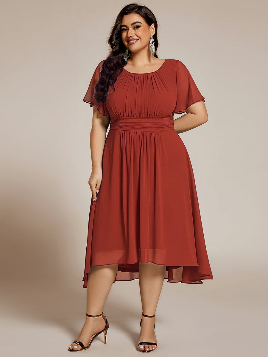 ever EDEN|Chic A-Line Pleated Knee-Length Flowy Chiffon Wedding Guest Dress