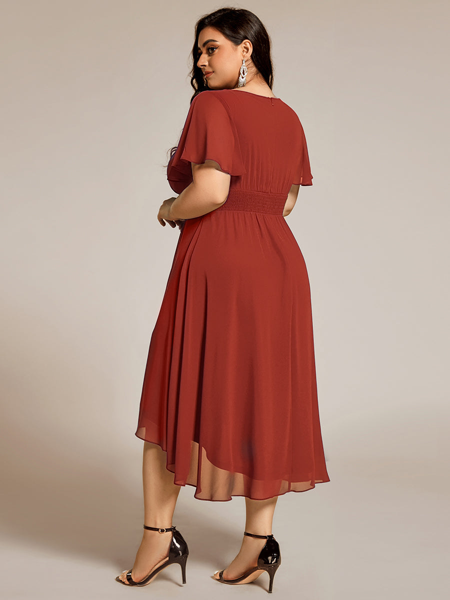 ever EDEN|Chic A-Line Pleated Knee-Length Flowy Chiffon Wedding Guest Dress