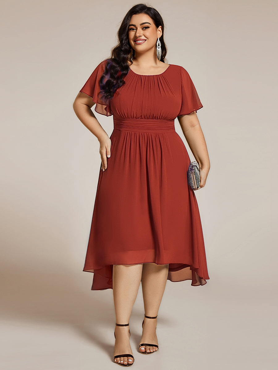 ever EDEN|Chic A-Line Pleated Knee-Length Flowy Chiffon Wedding Guest Dress