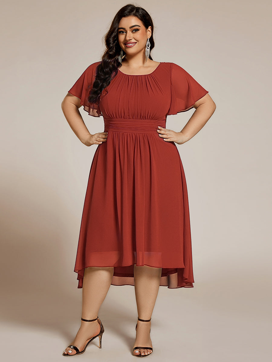 ever EDEN|Chic A-Line Pleated Knee-Length Flowy Chiffon Wedding Guest Dress