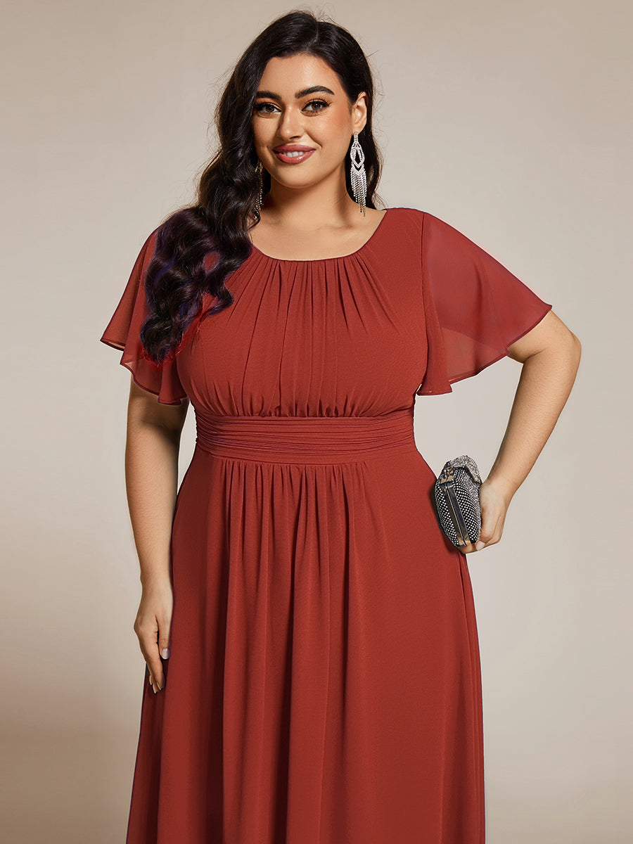 ever EDEN|Chic A-Line Pleated Knee-Length Flowy Chiffon Wedding Guest Dress