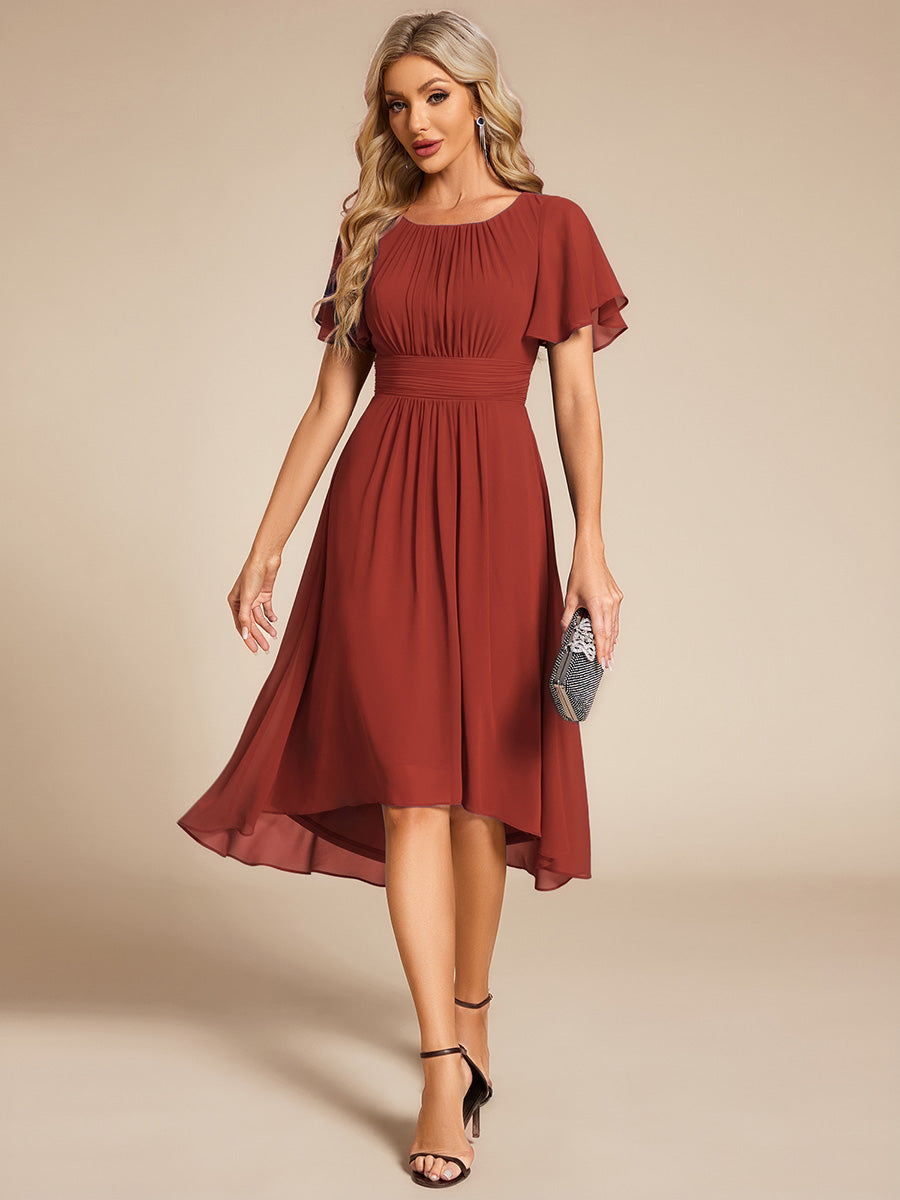 ever EDEN|Chic A-Line Pleated Knee-Length Flowy Chiffon Wedding Guest Dress