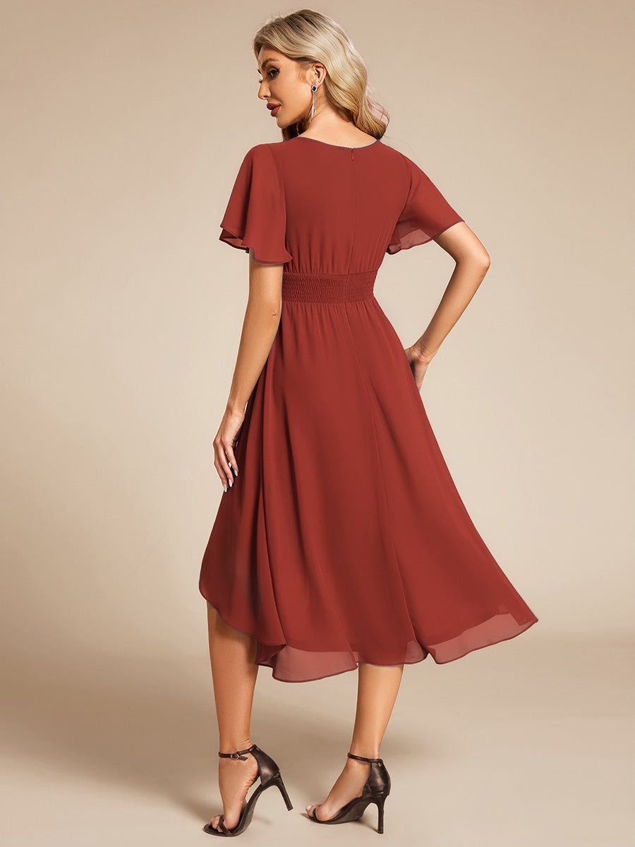 ever EDEN|Chic A-Line Pleated Knee-Length Flowy Chiffon Wedding Guest Dress
