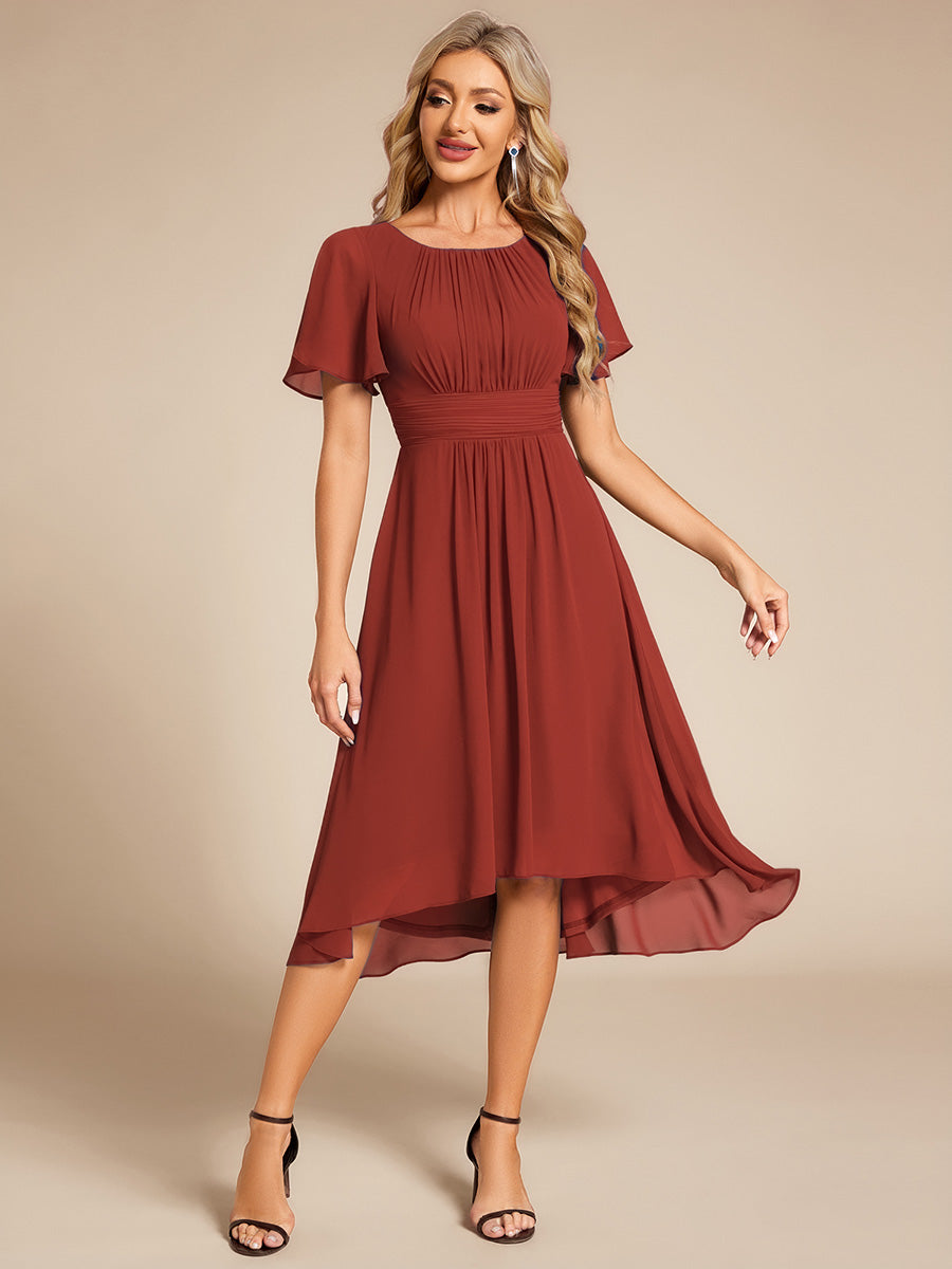 ever EDEN|Chic A-Line Pleated Knee-Length Flowy Chiffon Wedding Guest Dress