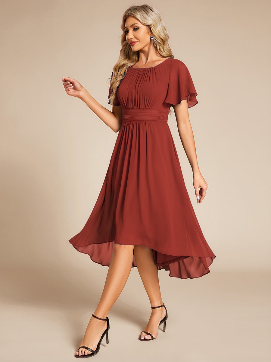 ever EDEN|Chic A-Line Pleated Knee-Length Flowy Chiffon Wedding Guest Dress
