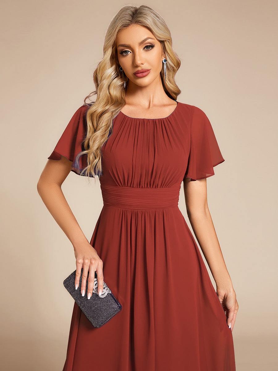 ever EDEN|Chic A-Line Pleated Knee-Length Flowy Chiffon Wedding Guest Dress