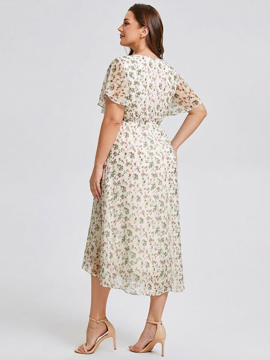 ever EDEN|Flowy Chiffon Round Neckline A-Line Knee Length Bridesmaid Dress