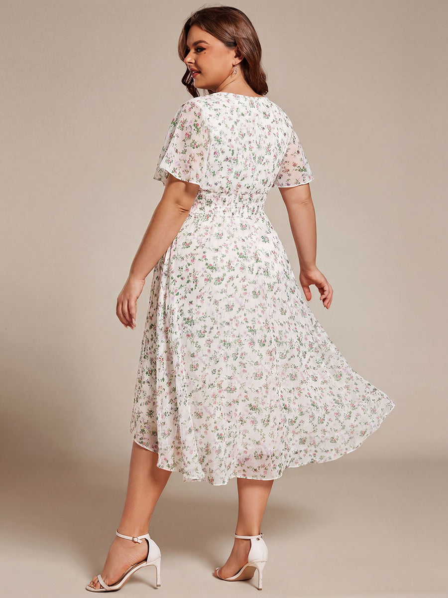 ever EDEN|Chic A-Line Pleated Knee-Length Flowy Chiffon Wedding Guest Dress
