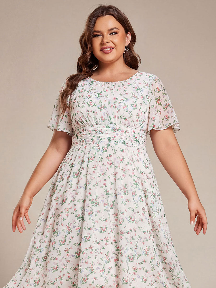 ever EDEN|Chic A-Line Pleated Knee-Length Flowy Chiffon Wedding Guest Dress