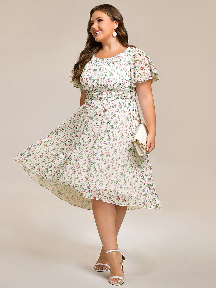 ever EDEN|Chic A-Line Pleated Knee-Length Flowy Chiffon Wedding Guest Dress