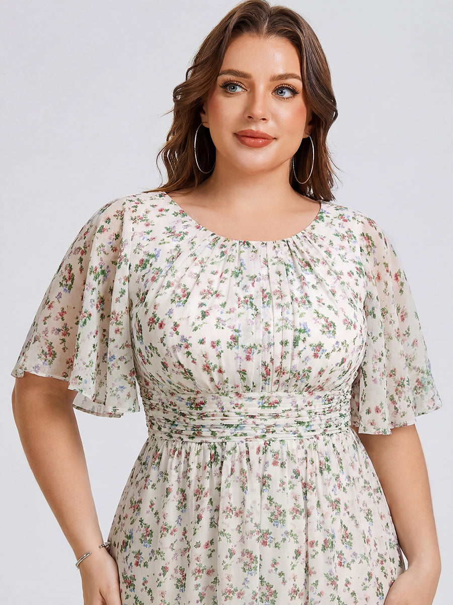 ever EDEN|Flowy Chiffon Round Neckline A-Line Knee Length Bridesmaid Dress