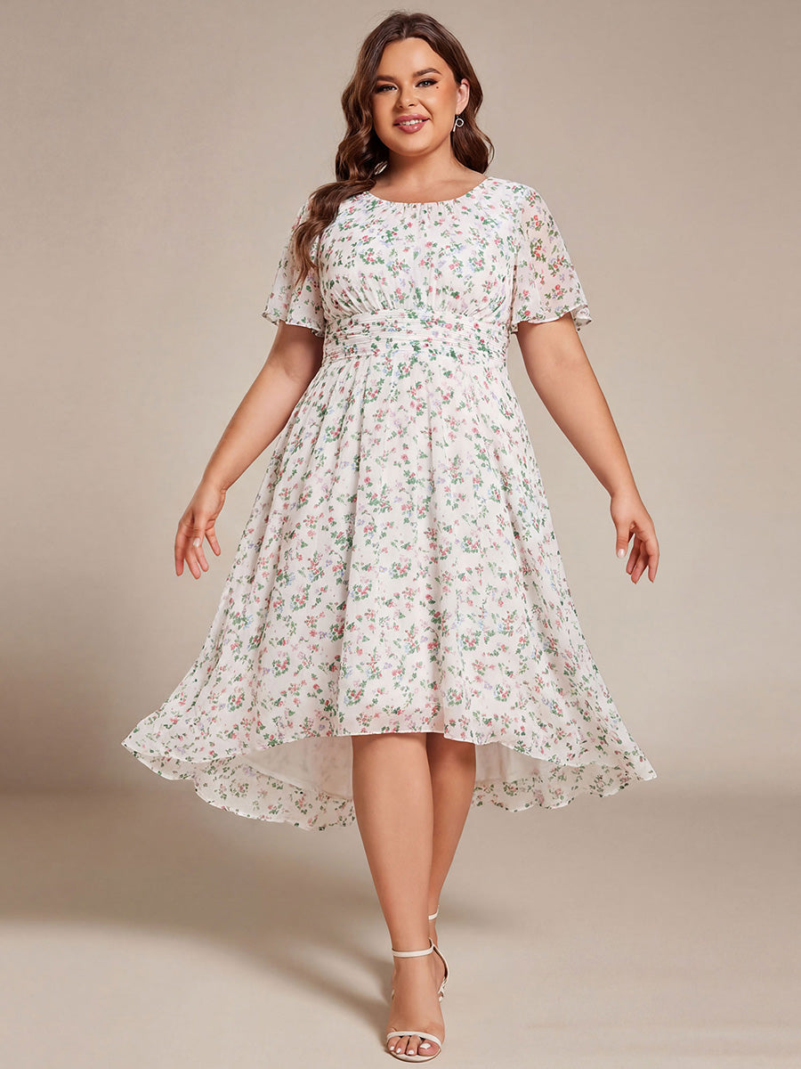 ever EDEN|Chic A-Line Pleated Knee-Length Flowy Chiffon Wedding Guest Dress