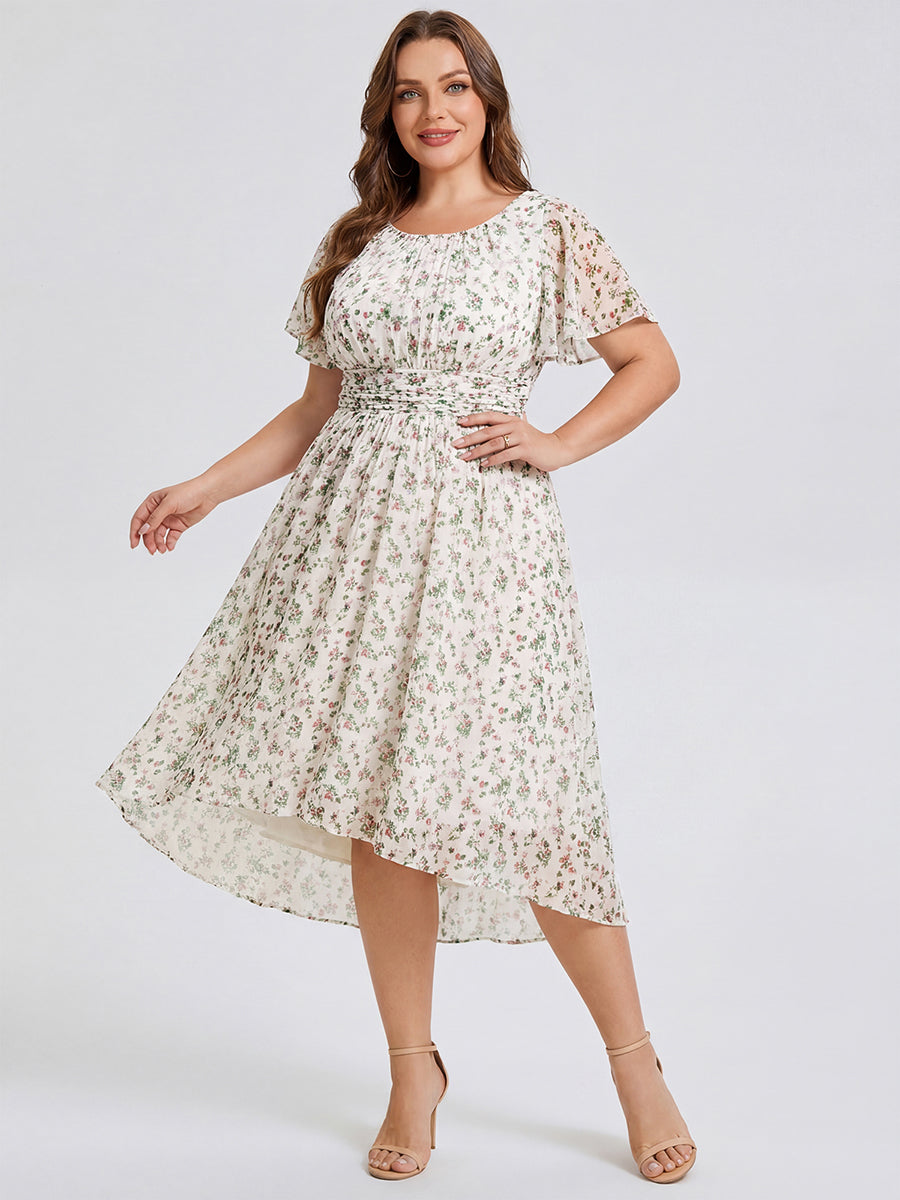 ever EDEN|Flowy Chiffon Round Neckline A-Line Knee Length Bridesmaid Dress