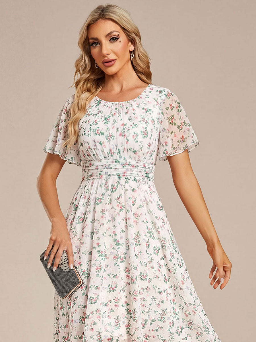 ever EDEN|Chic A-Line Pleated Knee-Length Flowy Chiffon Wedding Guest Dress