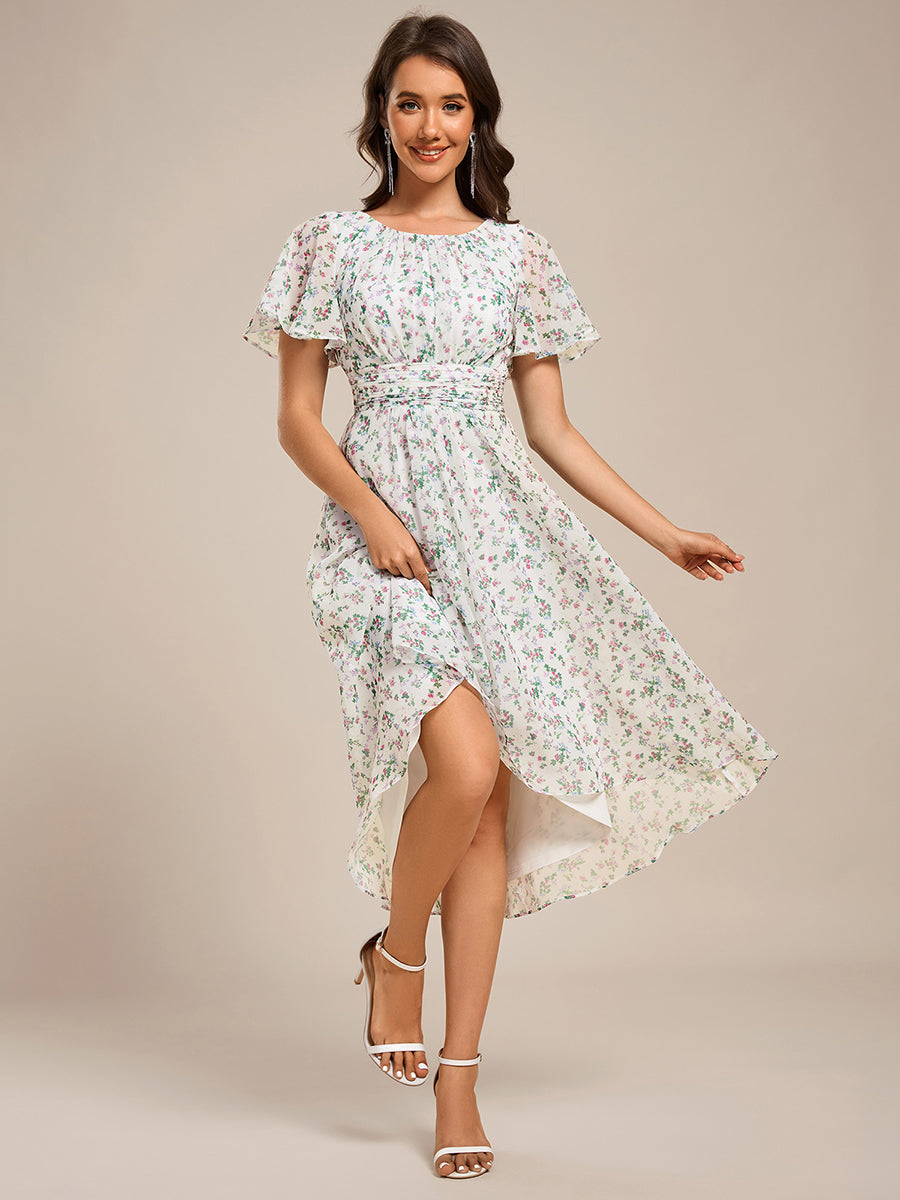ever EDEN|Chic A-Line Pleated Knee-Length Flowy Chiffon Wedding Guest Dress