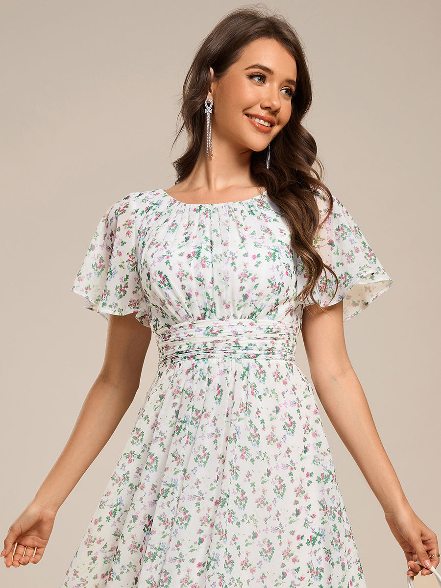 ever EDEN|Chic A-Line Pleated Knee-Length Flowy Chiffon Wedding Guest Dress