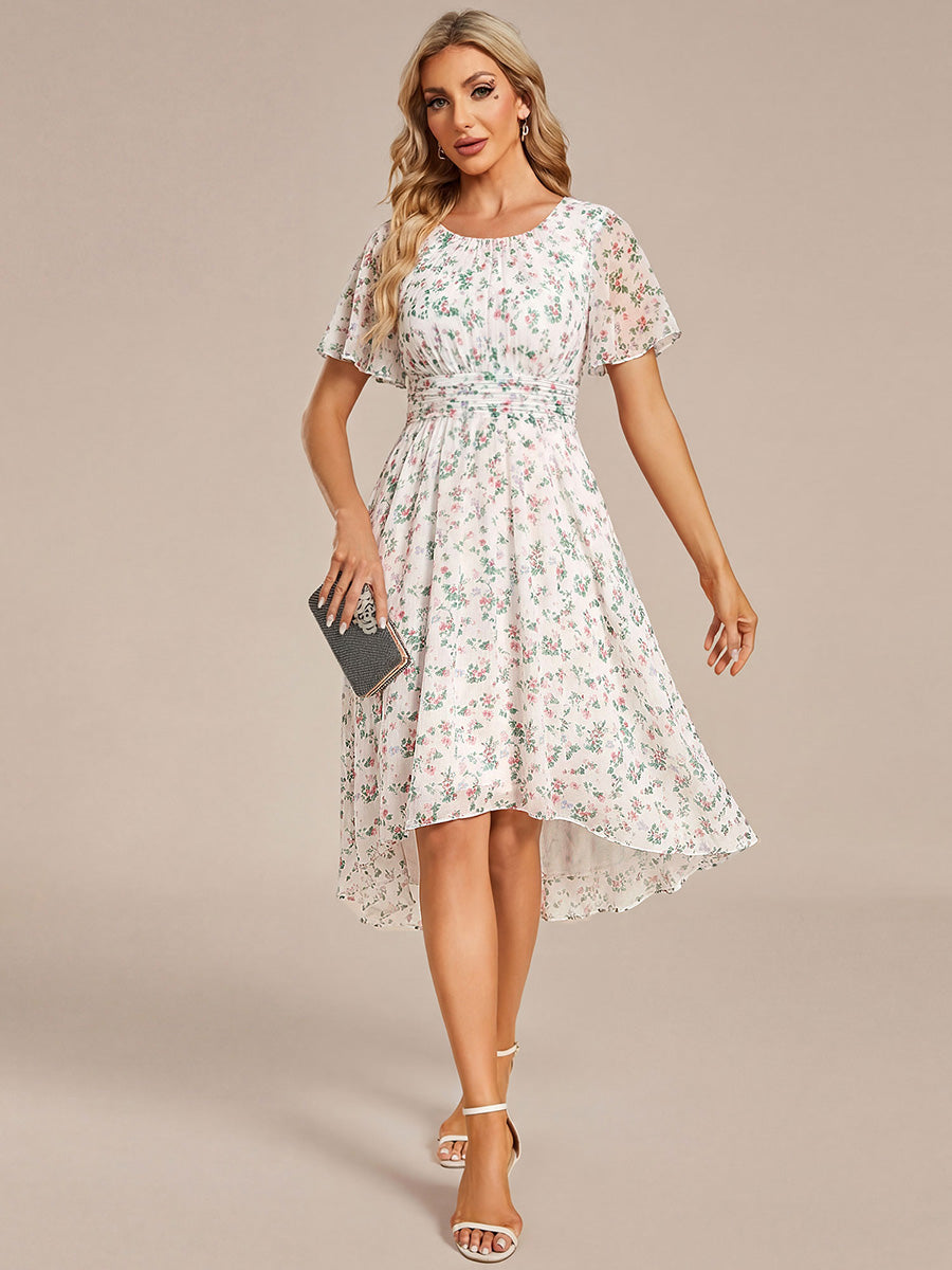 ever EDEN|Chic A-Line Pleated Knee-Length Flowy Chiffon Wedding Guest Dress