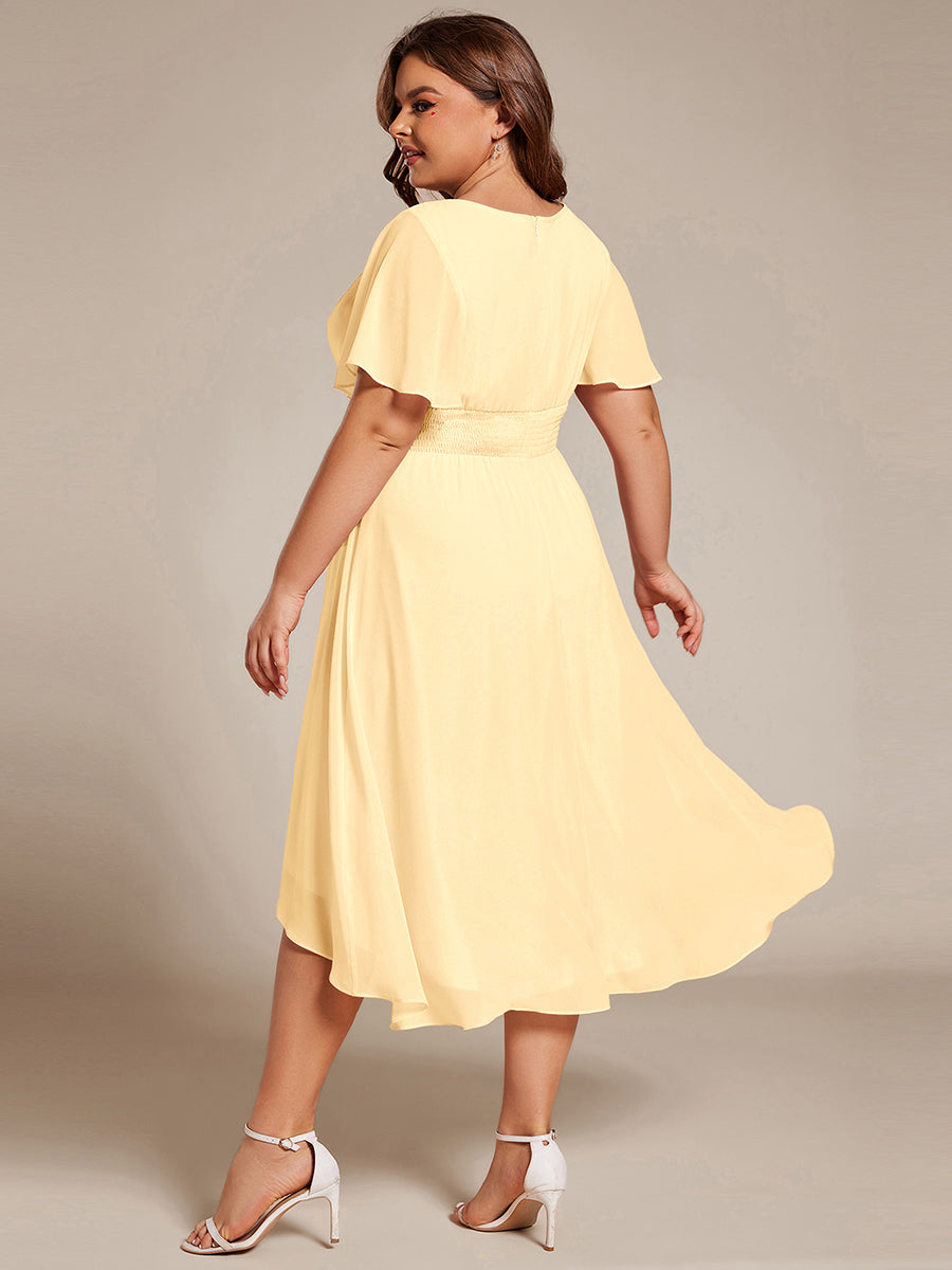 ever EDEN|Flowy Chiffon Round Neckline A-Line Knee Length Bridesmaid Dress