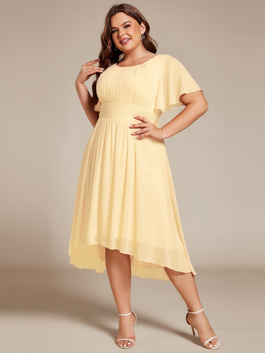 ever EDEN|Flowy Chiffon Round Neckline A-Line Knee Length Wedding Guest Dress