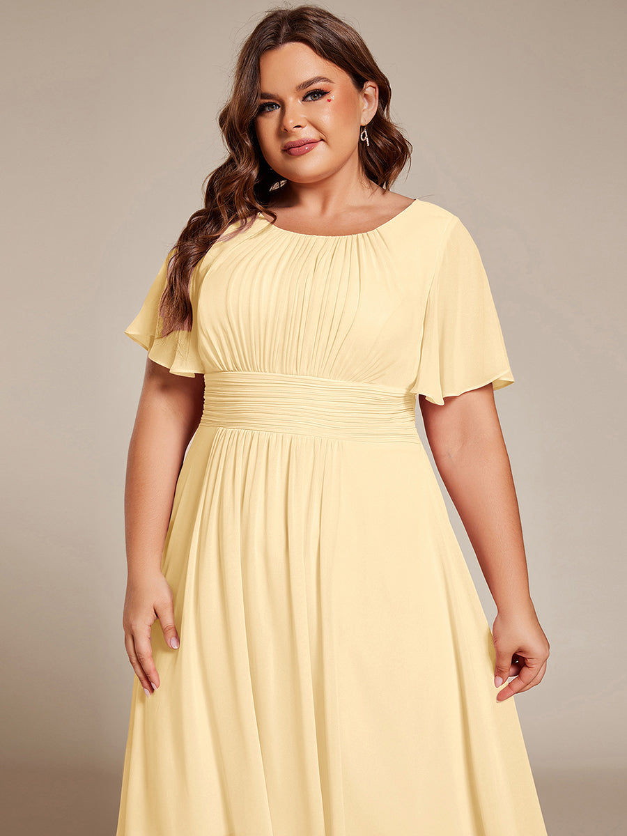 ever EDEN|Flowy Chiffon Round Neckline A-Line Knee Length Bridesmaid Dress