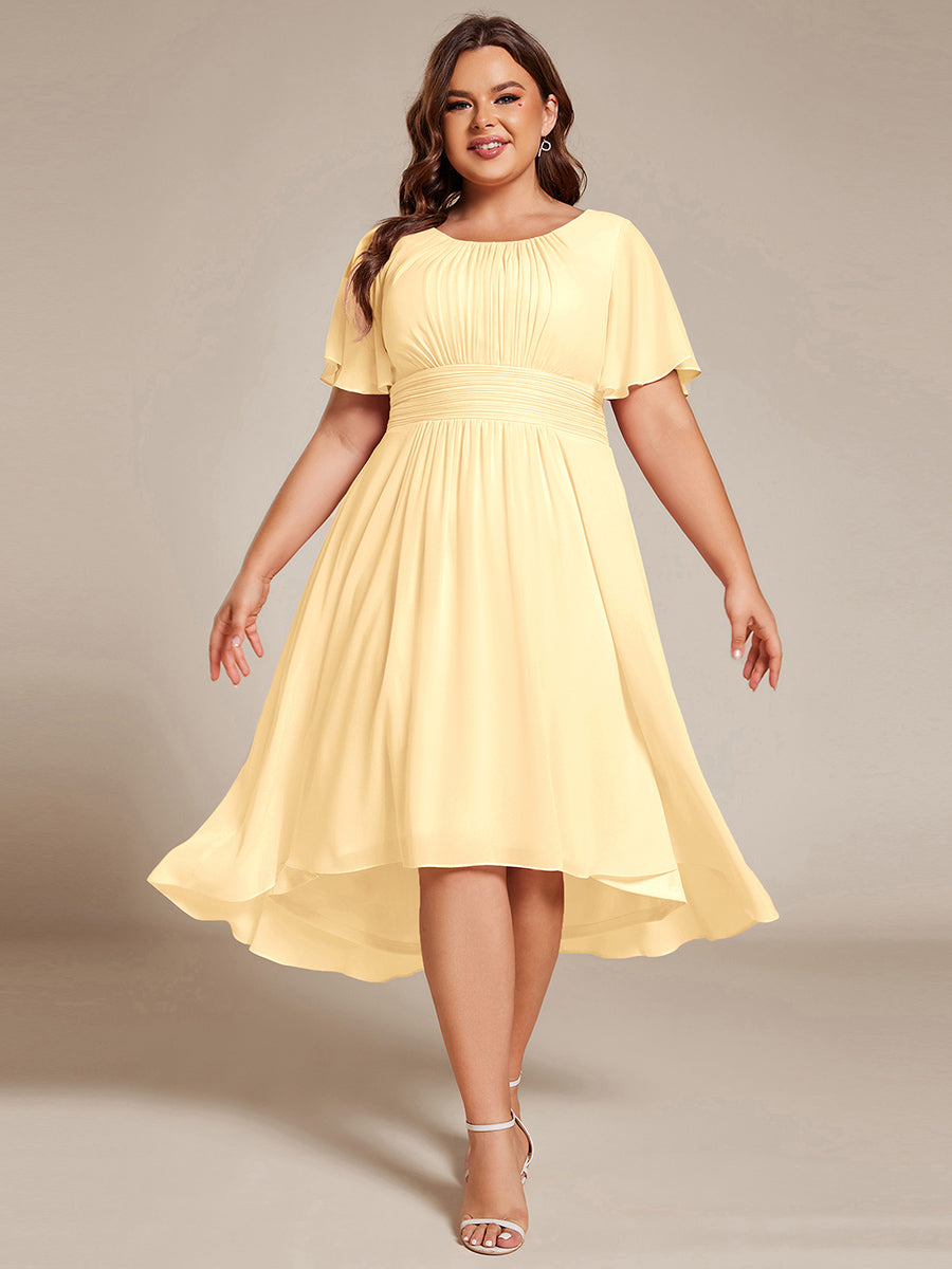 ever EDEN|Flowy Chiffon Round Neckline A-Line Knee Length Bridesmaid Dress