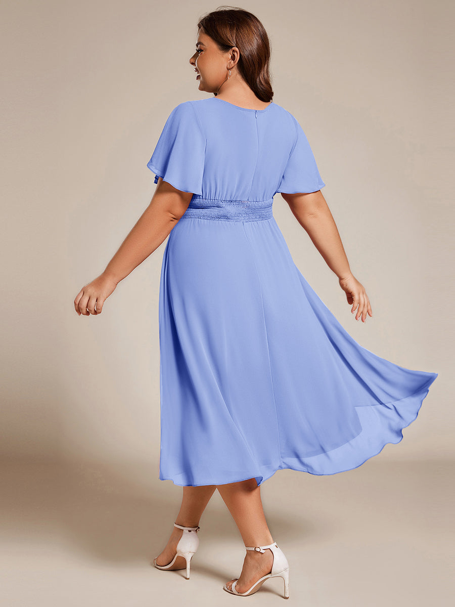 ever EDEN|Flowy Chiffon Round Neckline A-Line Knee Length Wedding Guest Dress