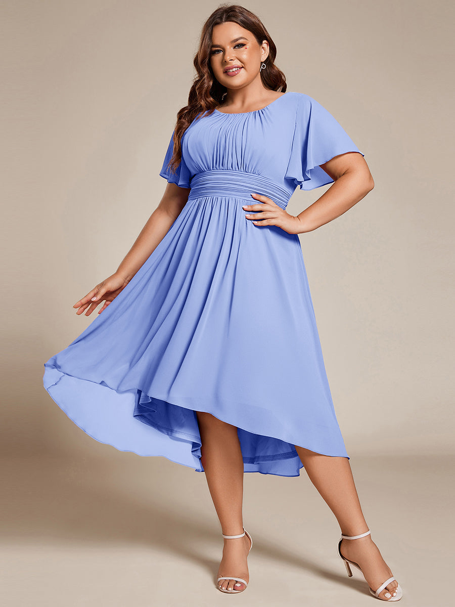 ever EDEN|Flowy Chiffon Round Neckline A-Line Knee Length Wedding Guest Dress
