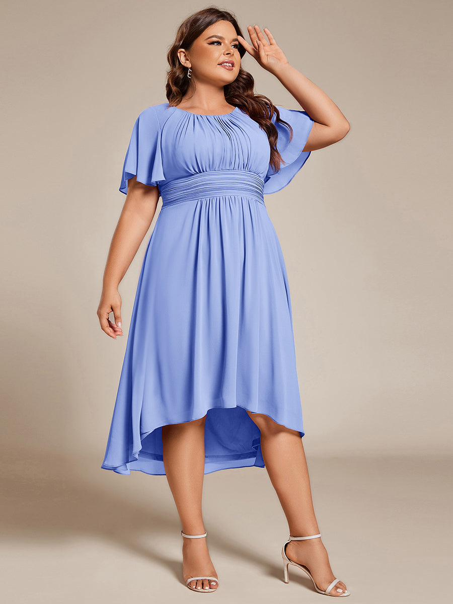 ever EDEN|Flowy Chiffon Round Neckline A-Line Knee Length Wedding Guest Dress