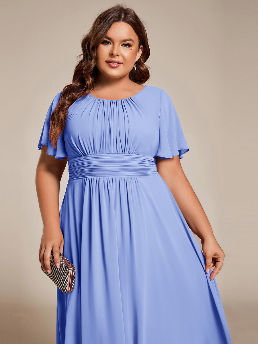 ever EDEN|Flowy Chiffon Round Neckline A-Line Knee Length Wedding Guest Dress
