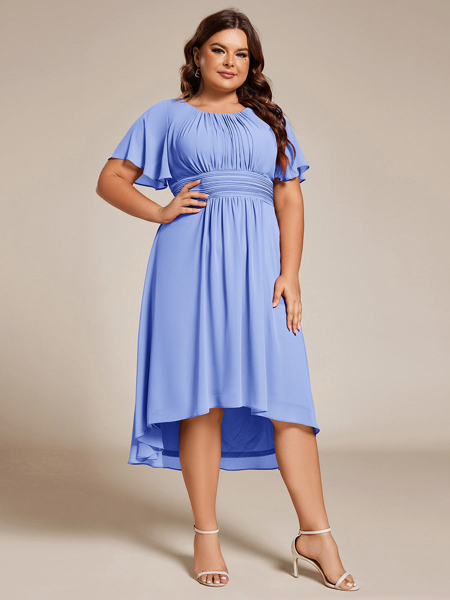 ever EDEN|Flowy Chiffon Round Neckline A-Line Knee Length Wedding Guest Dress