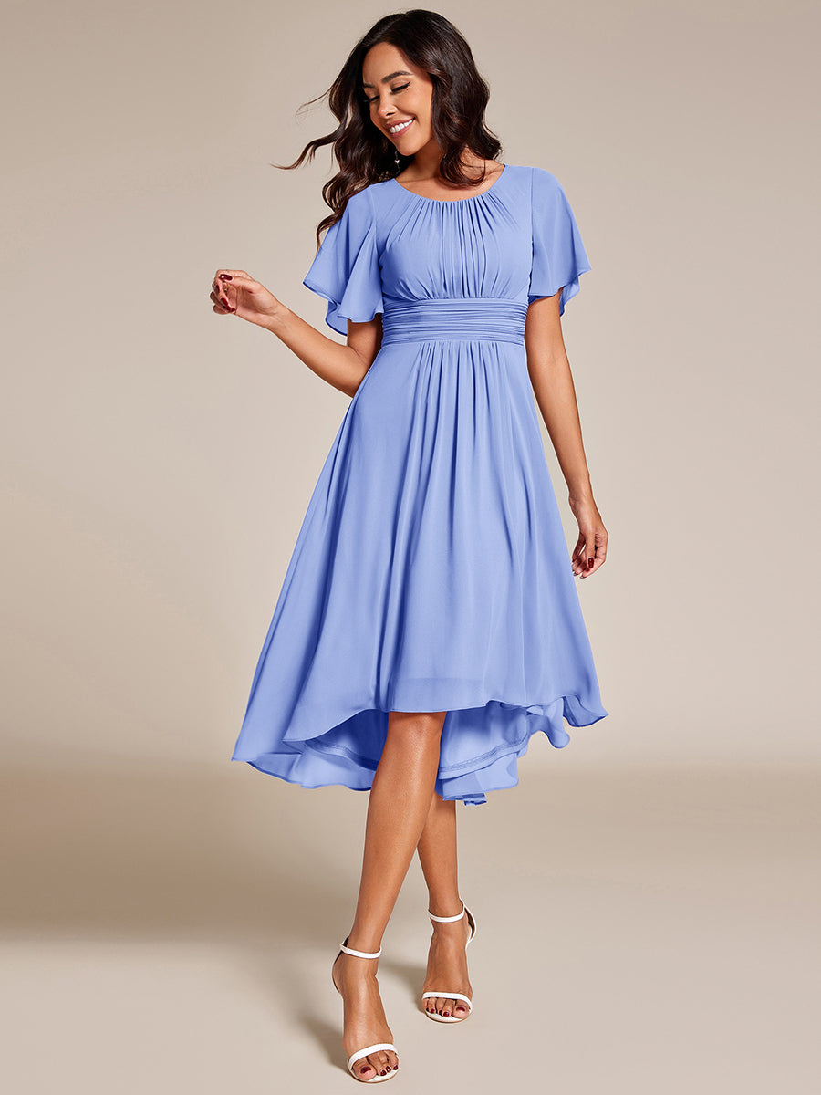 ever EDEN|Flowy Chiffon Round Neckline A-Line Knee Length Wedding Guest Dress
