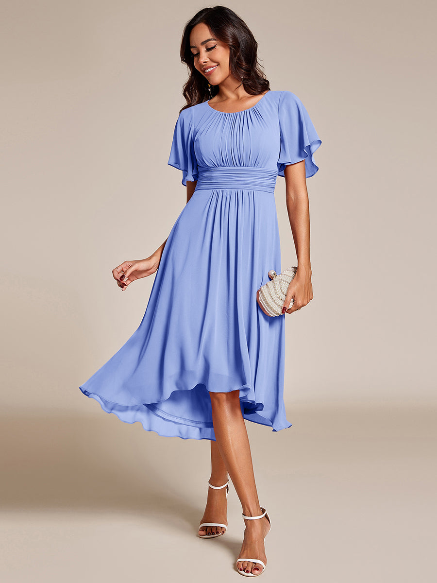 ever EDEN|Flowy Chiffon Round Neckline A-Line Knee Length Wedding Guest Dress